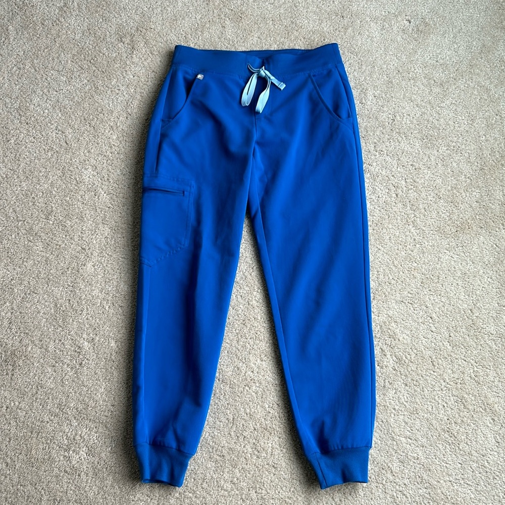 Figs Royal Blue Track Joggers with Light Blue Drawstring
